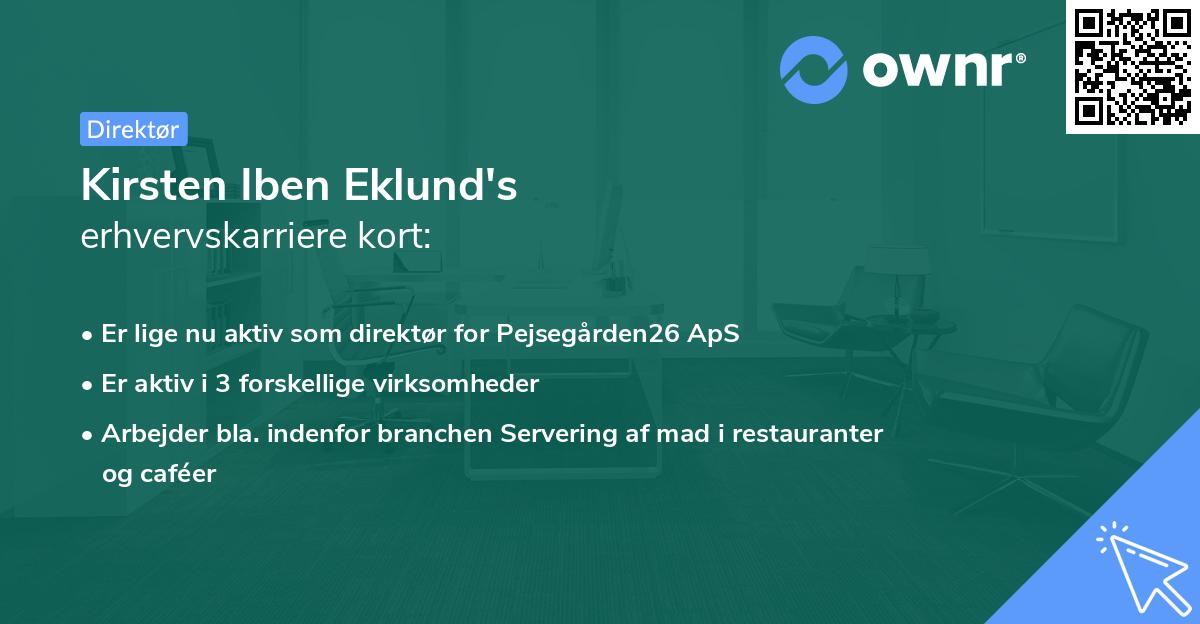 Kirsten Iben Eklund's erhvervskarriere kort