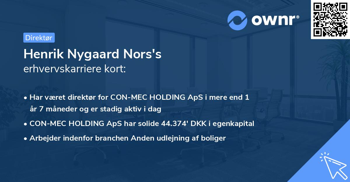 Henrik Nygaard Nors's erhvervskarriere kort