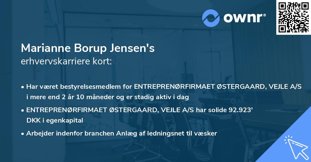 Marianne Borup Jensen's erhvervskarriere kort