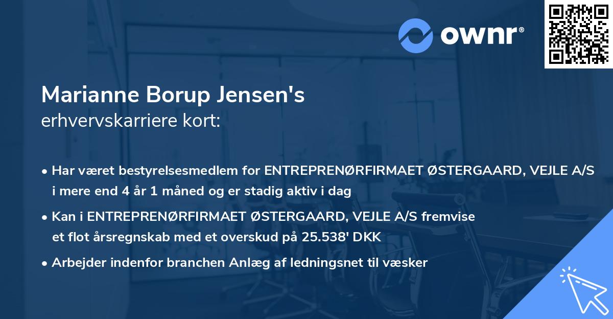 Marianne Borup Jensen's erhvervskarriere kort