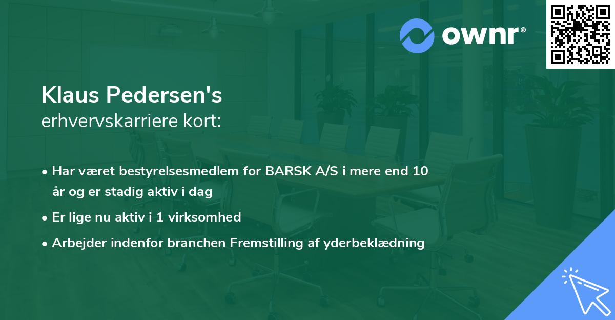 Klaus Pedersen's erhvervskarriere kort