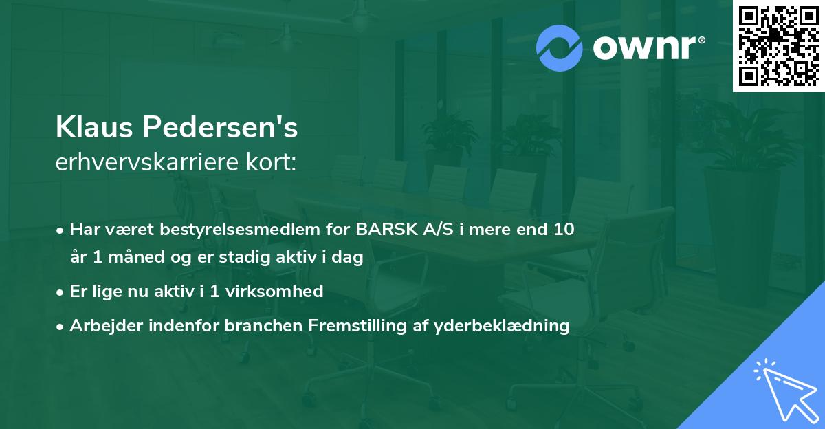 Klaus Pedersen's erhvervskarriere kort