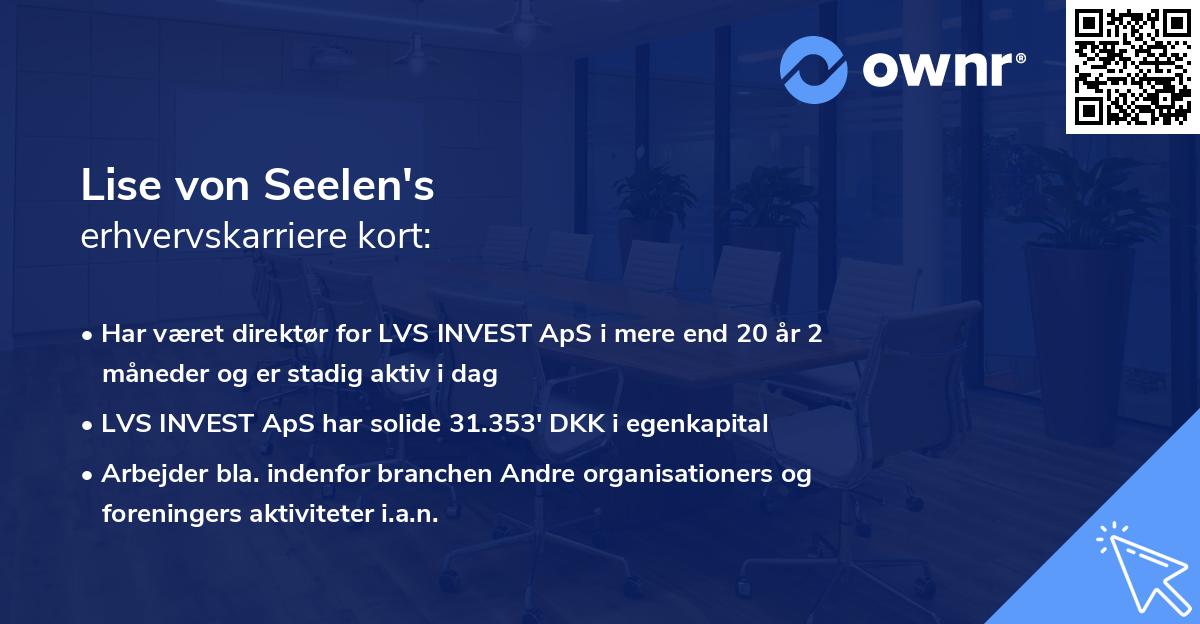 Lise von Seelen's erhvervskarriere kort