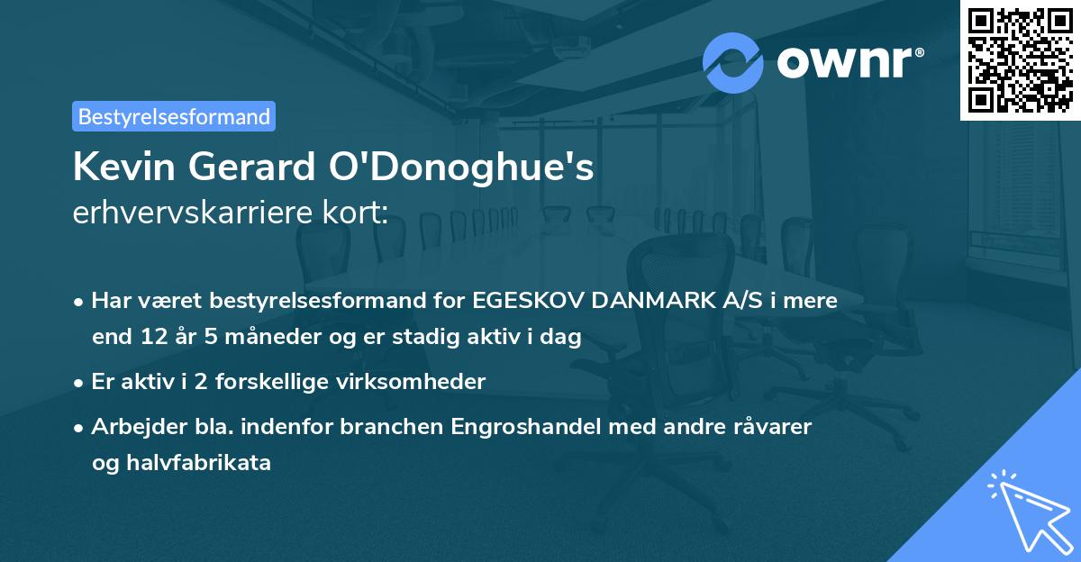Kevin Gerard O'Donoghue's erhvervskarriere kort