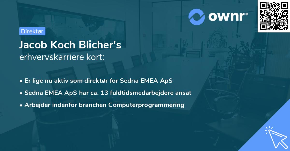Jacob Koch Blicher's erhvervskarriere kort
