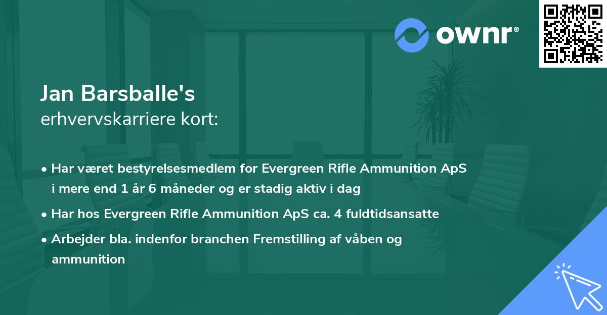 Jan Barsballe's erhvervskarriere kort