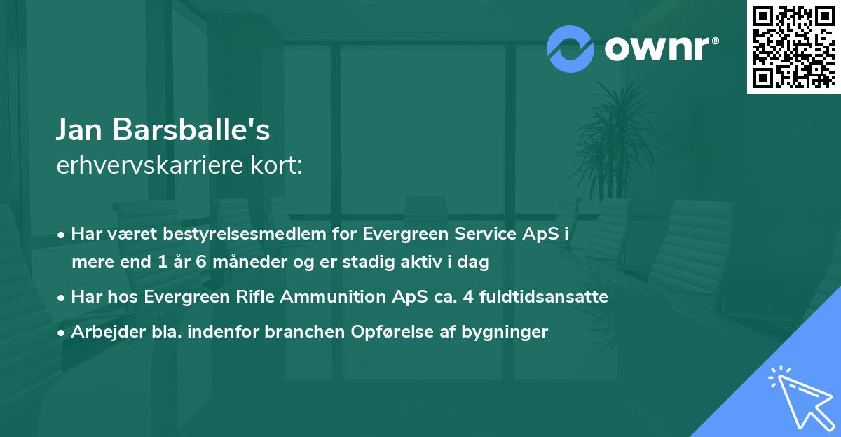 Jan Barsballe's erhvervskarriere kort