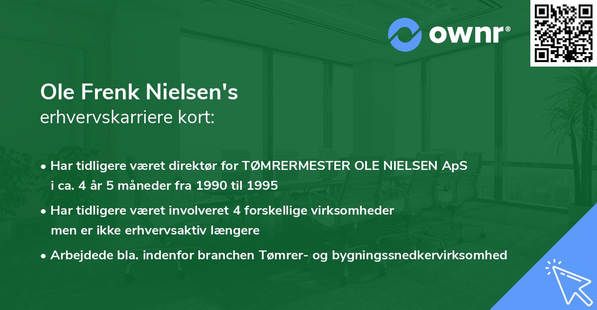 Ole Frenk Nielsen's erhvervskarriere kort