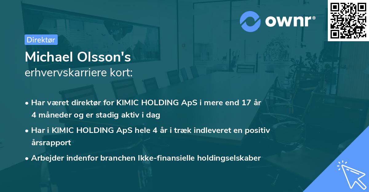 Michael Olsson's erhvervskarriere kort