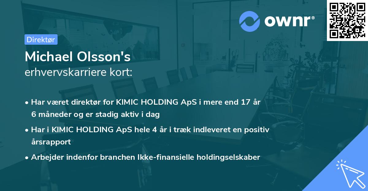 Michael Olsson's erhvervskarriere kort