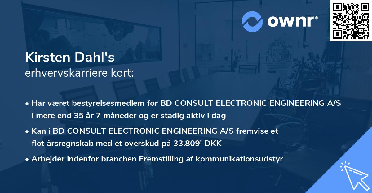Kirsten Dahl's erhvervskarriere kort