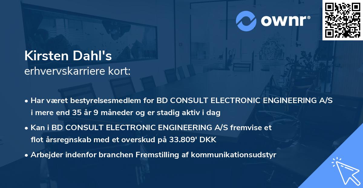 Kirsten Dahl's erhvervskarriere kort