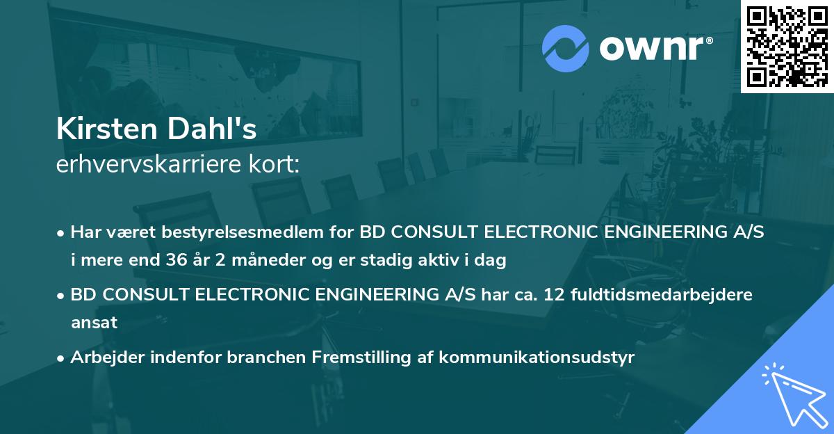 Kirsten Dahl's erhvervskarriere kort
