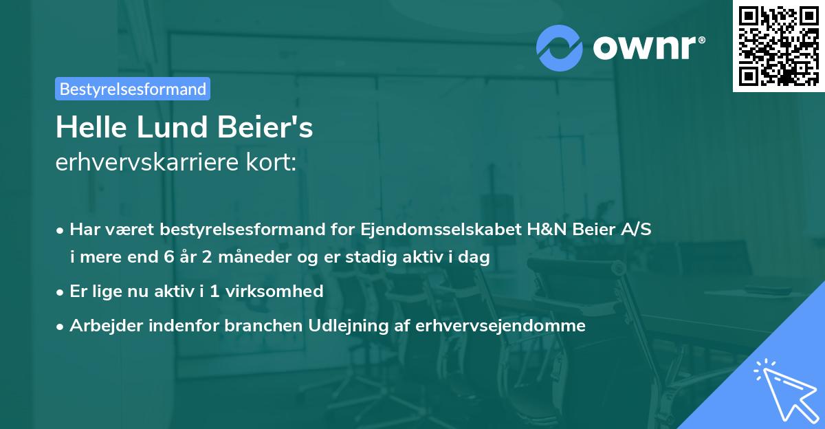 Helle Lund Beier's erhvervskarriere kort