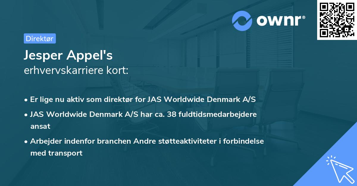 Jesper Appel's erhvervskarriere kort