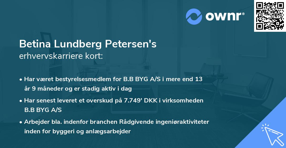 Betina Lundberg Petersen's erhvervskarriere kort