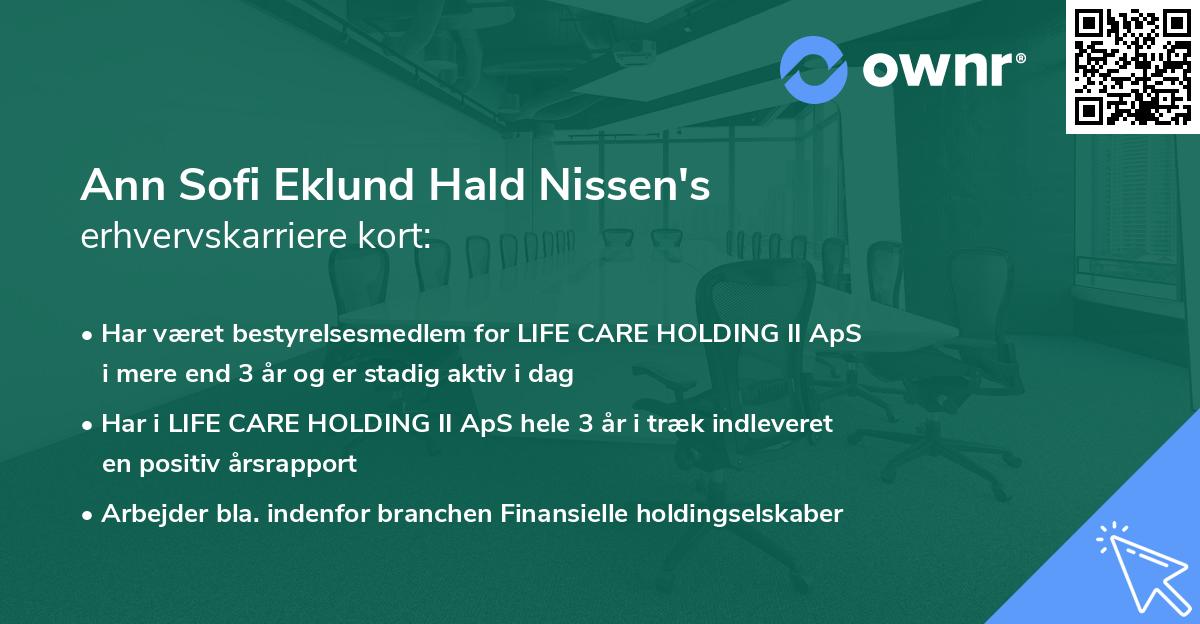 Ann Sofi Eklund Hald Nissen's erhvervskarriere kort