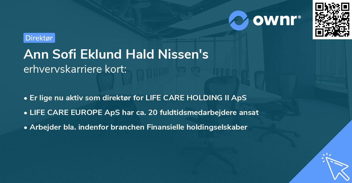 Ann Sofi Eklund Hald Nissen's erhvervskarriere kort