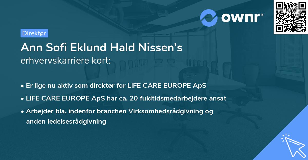 Ann Sofi Eklund Hald Nissen's erhvervskarriere kort