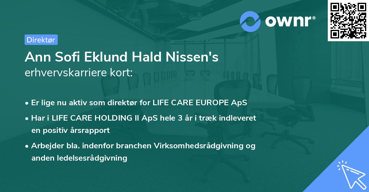 Ann Sofi Eklund Hald Nissen's erhvervskarriere kort