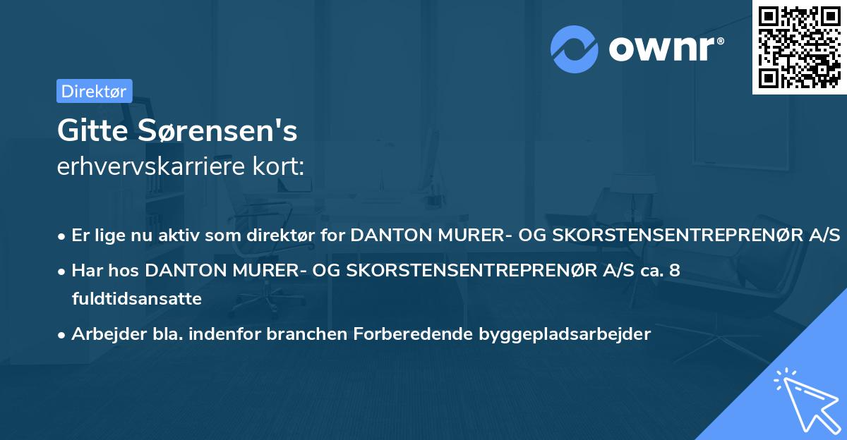 Gitte Sørensen's erhvervskarriere kort