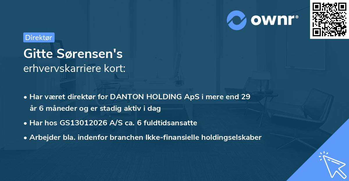 Gitte Sørensen's erhvervskarriere kort