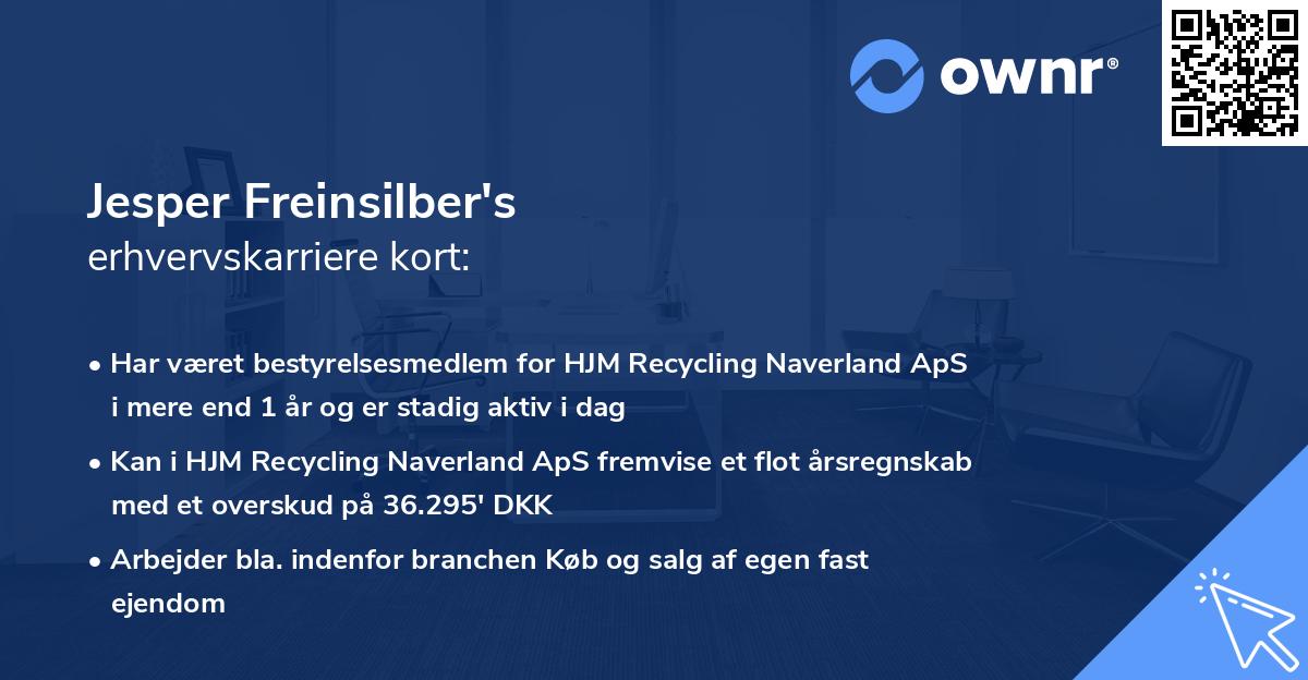 Jesper Freinsilber's erhvervskarriere kort