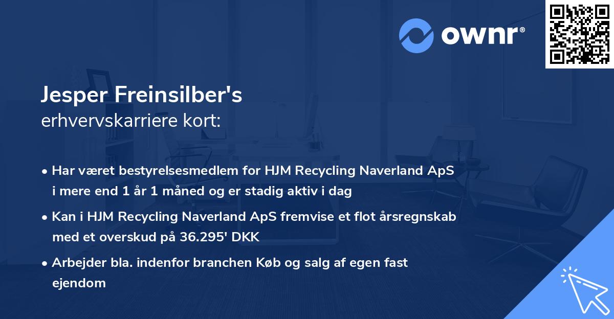 Jesper Freinsilber's erhvervskarriere kort