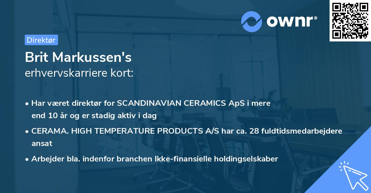 Brit Markussen's erhvervskarriere kort