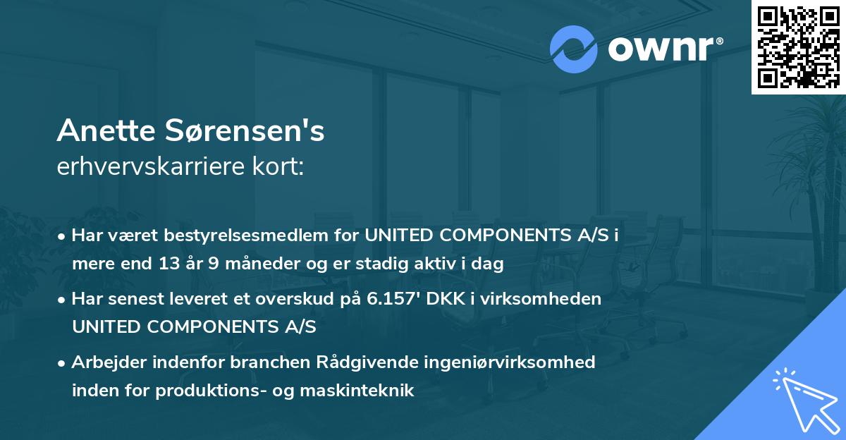 Anette Sørensen's erhvervskarriere kort