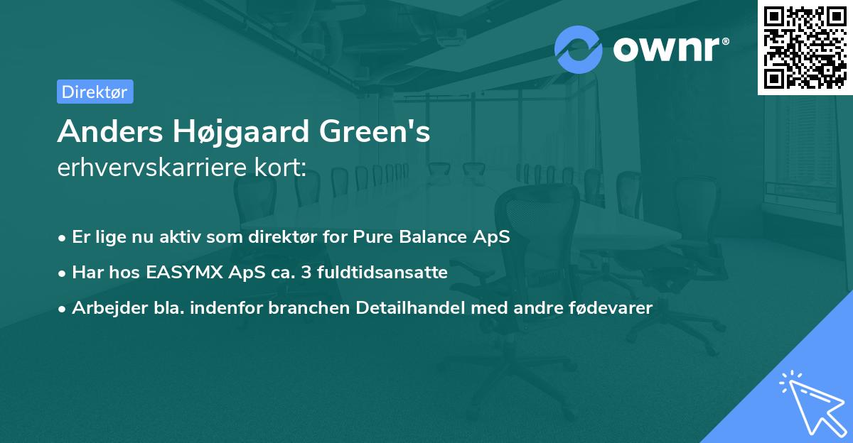 Anders Højgaard Green's erhvervskarriere kort