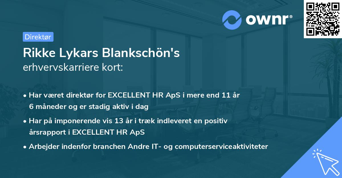 Rikke Lykars Blankschön's erhvervskarriere kort