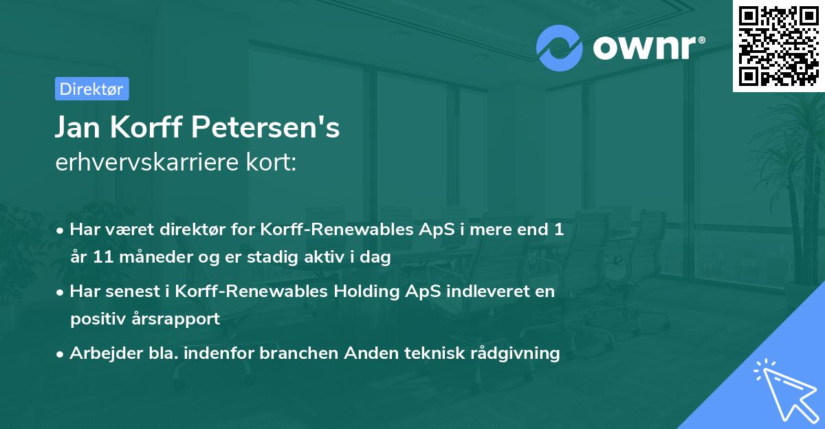 Jan Korff Petersen's erhvervskarriere kort