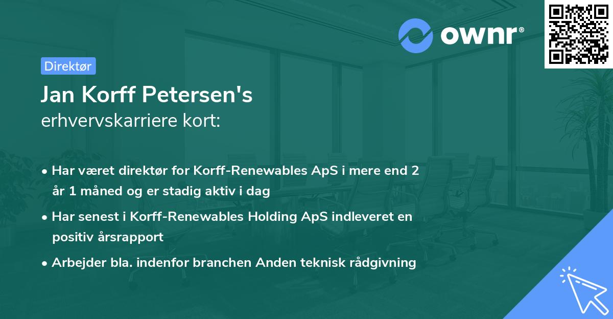 Jan Korff Petersen's erhvervskarriere kort