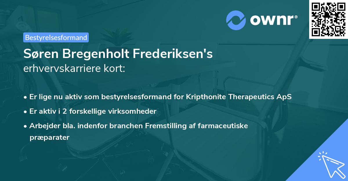 Søren Bregenholt Frederiksen's erhvervskarriere kort