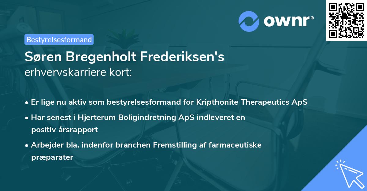 Søren Bregenholt Frederiksen's erhvervskarriere kort