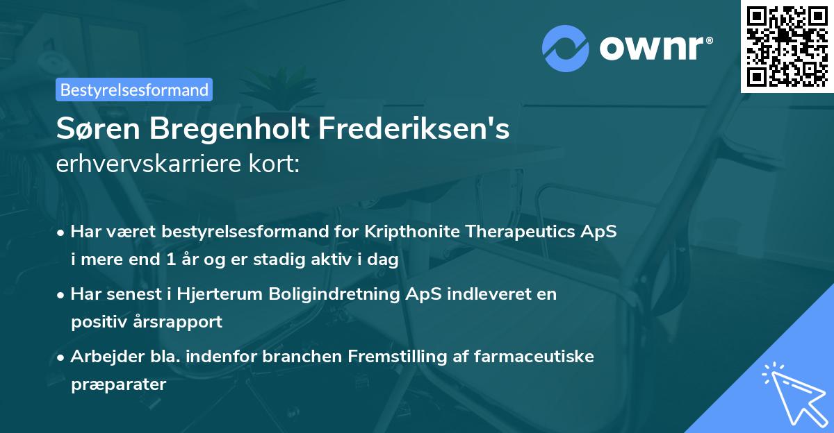 Søren Bregenholt Frederiksen's erhvervskarriere kort