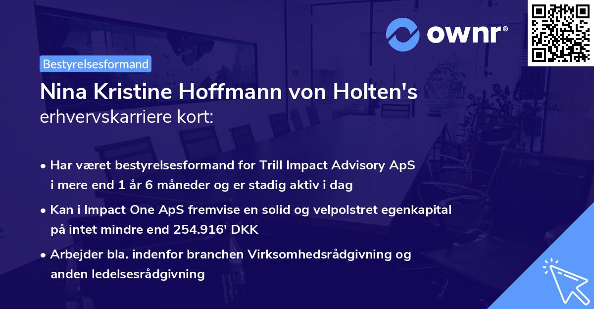 Nina Kristine Hoffmann von Holten's erhvervskarriere kort