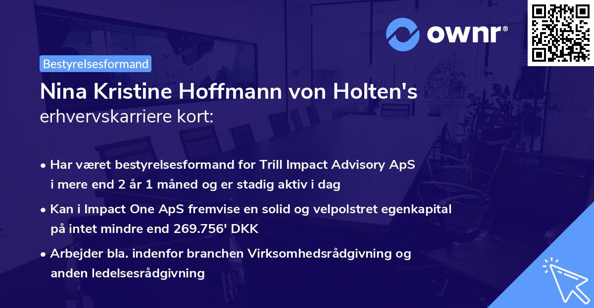 Nina Kristine Hoffmann von Holten's erhvervskarriere kort