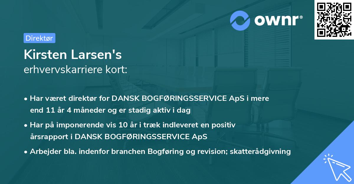 Kirsten Larsen's erhvervskarriere kort