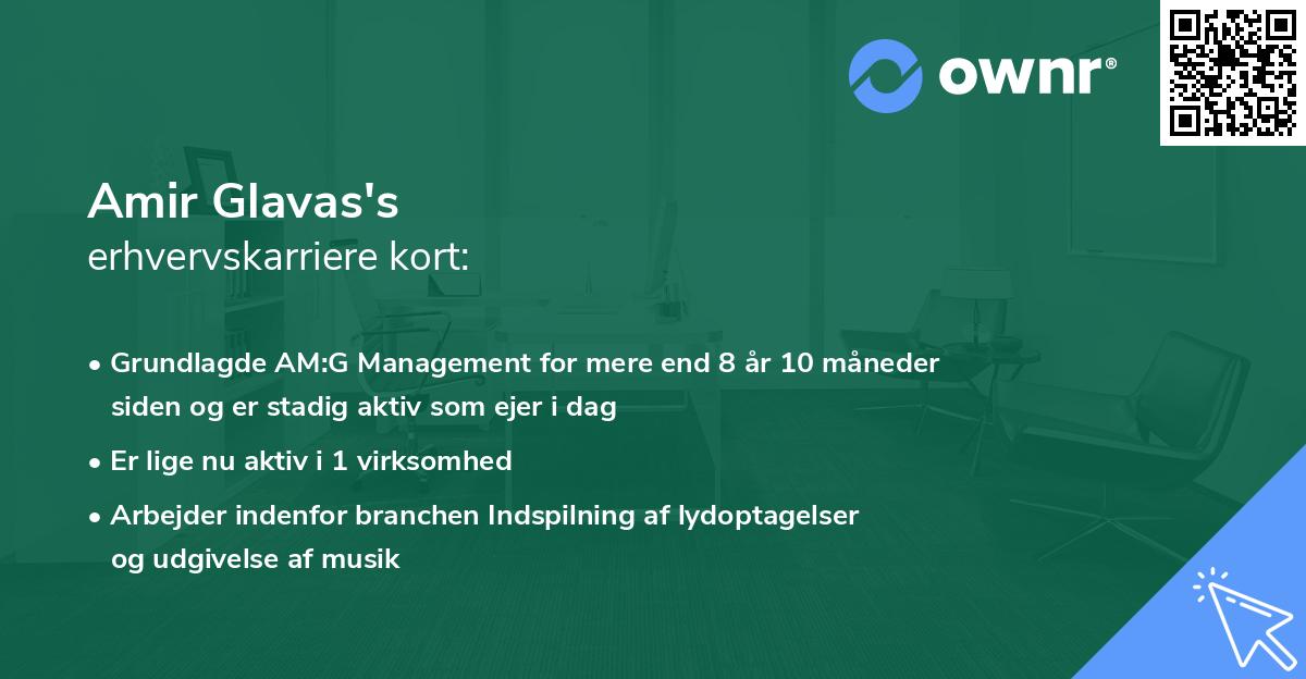 Amir Glavas's erhvervskarriere kort