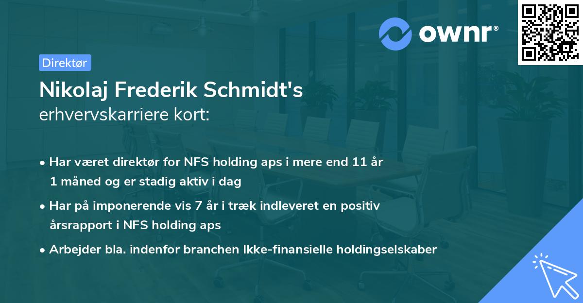Nikolaj Frederik Schmidt's erhvervskarriere kort