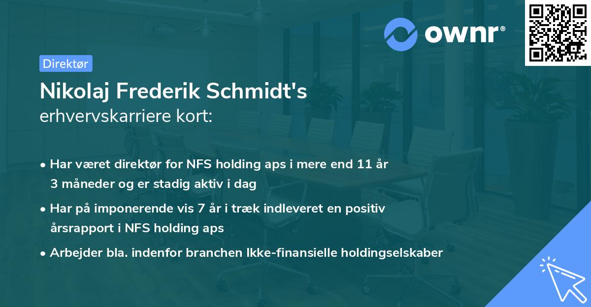 Nikolaj Frederik Schmidt's erhvervskarriere kort