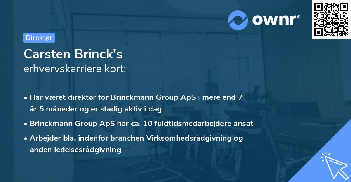 Carsten Brinck's erhvervskarriere kort
