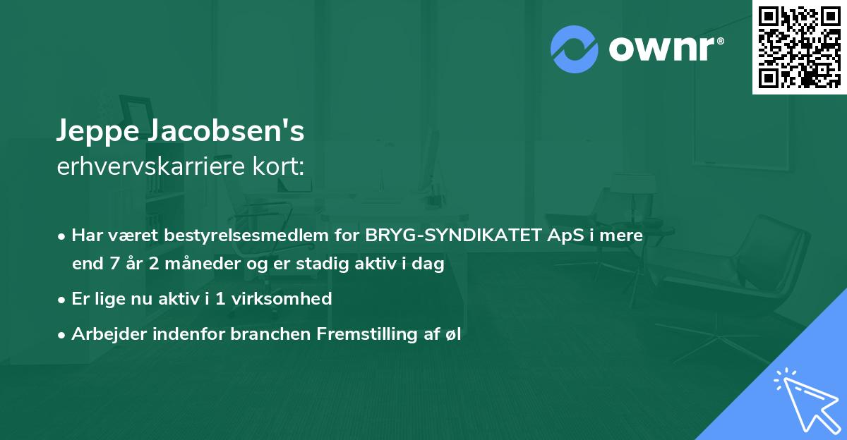 Jeppe Jacobsen's erhvervskarriere kort
