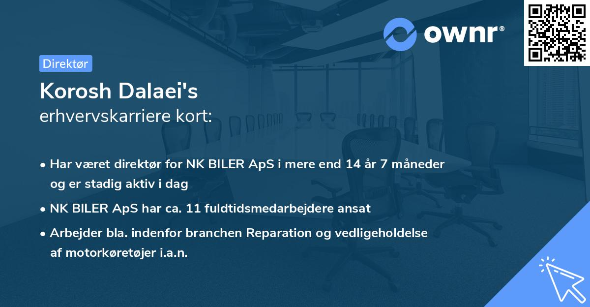 Korosh Dalaei's erhvervskarriere kort