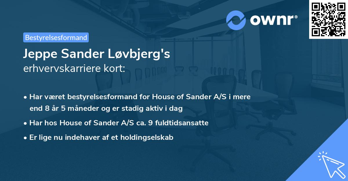 Jeppe Sander Løvbjerg's erhvervskarriere kort