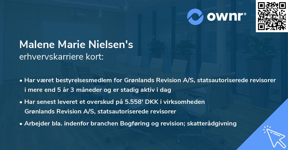 Malene Marie Nielsen's erhvervskarriere kort