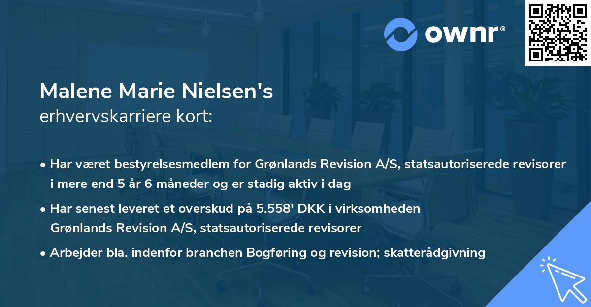 Malene Marie Nielsen's erhvervskarriere kort