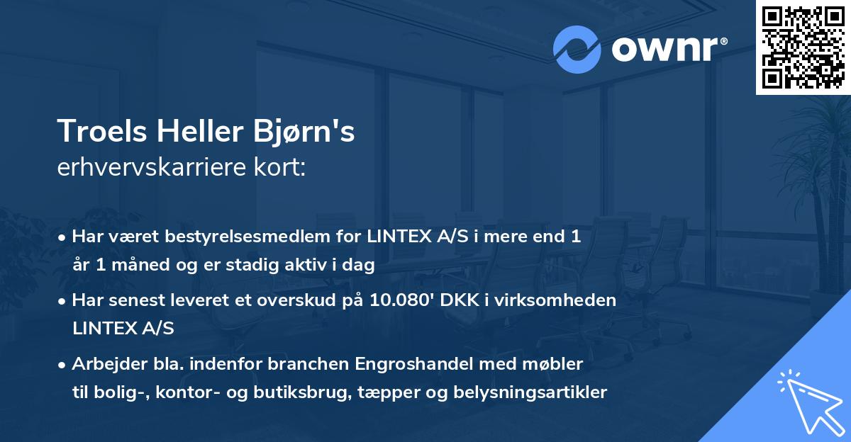 Troels Heller Bjørn's erhvervskarriere kort